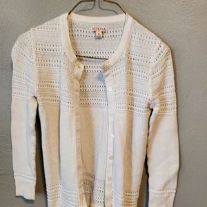 White cardigan sweater